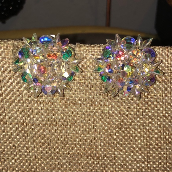 Vintage Jewelry - Vintage Austrian Crystal Clip-on Earrings